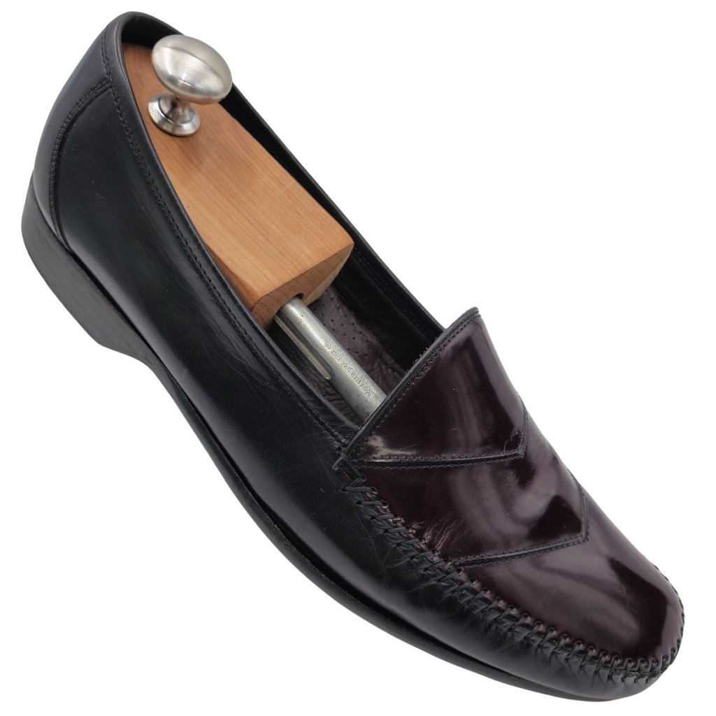 Vintage Bragano Cole Haan Italy Men 11.5m Brown Black Leather Dress Shoes Loafer